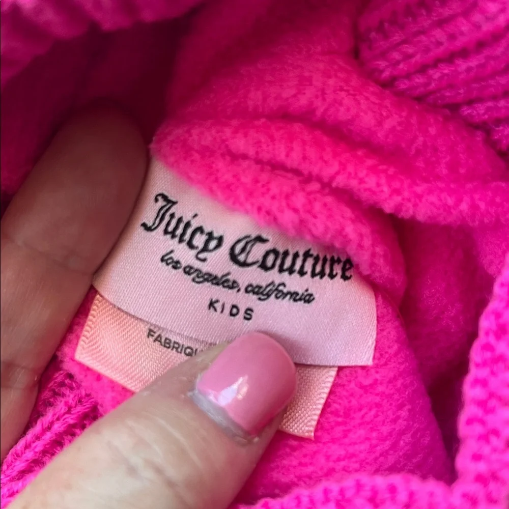Juicy Couture Pink and Silver Kids Hat, scarf, and Glove Set